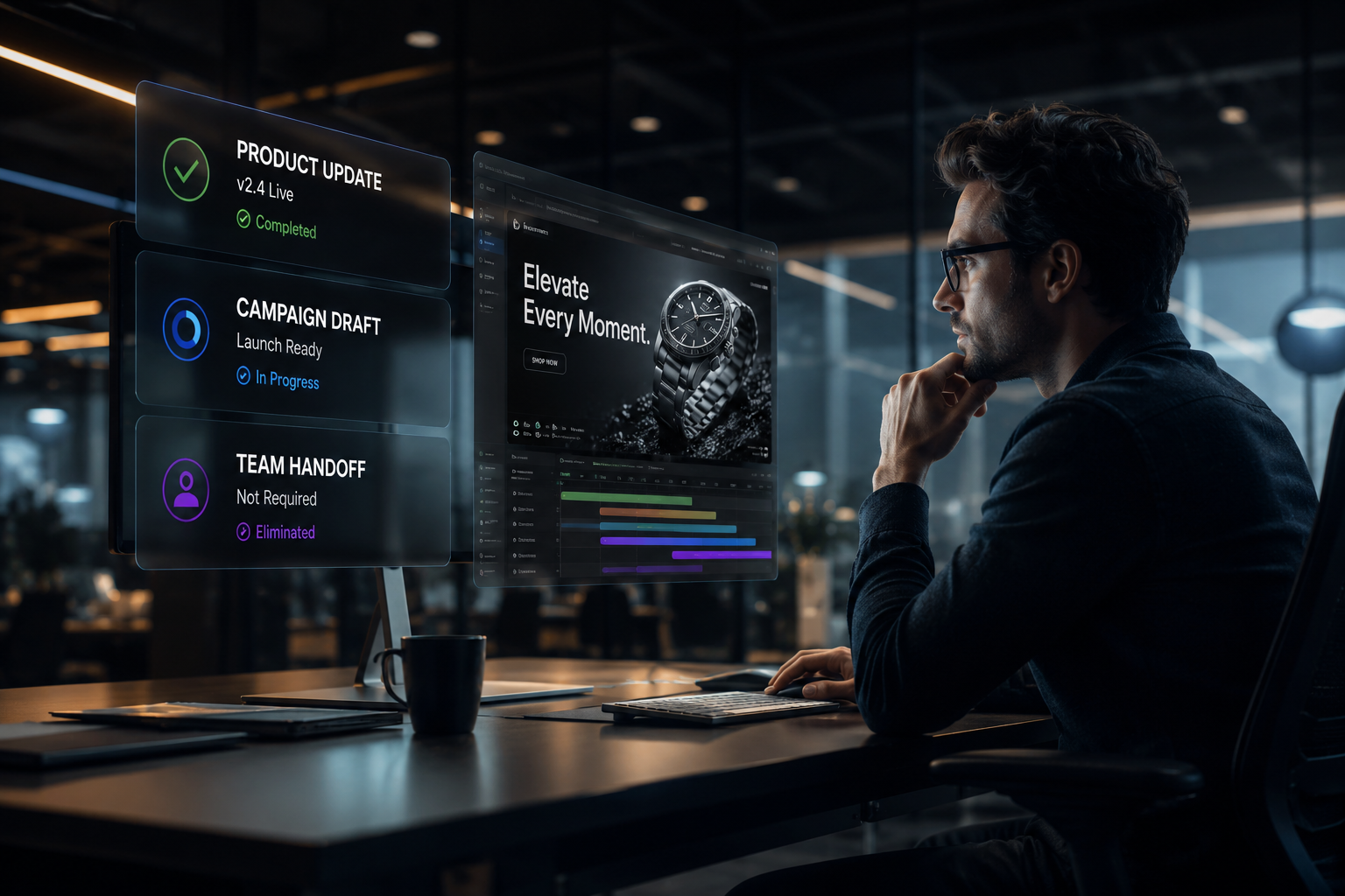 Automated campaign system turning product updates into launch assets